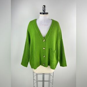 💚 2528. Loose Fit Button Front V-Neck Cardigan